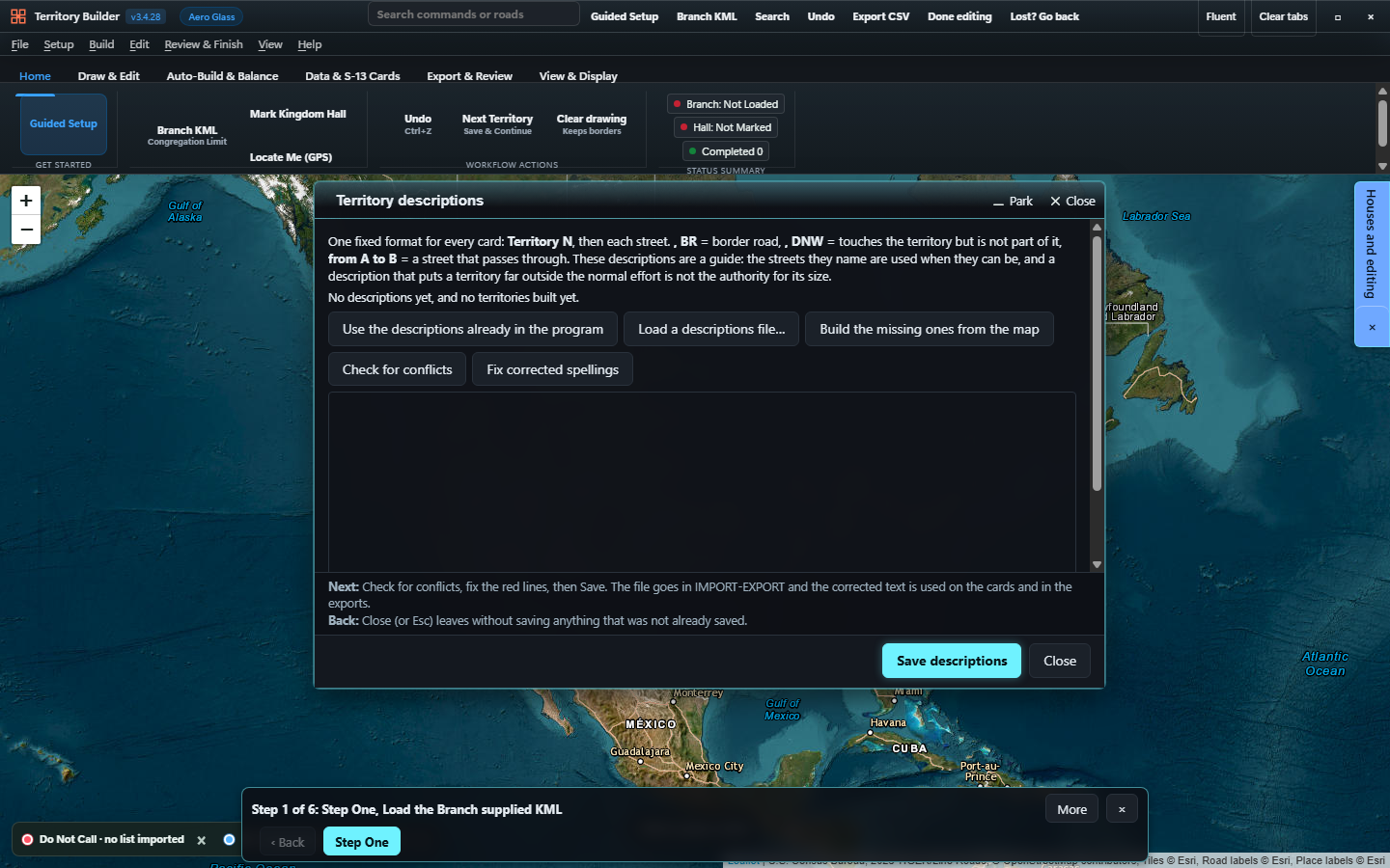 Territory Boundary Descriptions and Conflict Checker